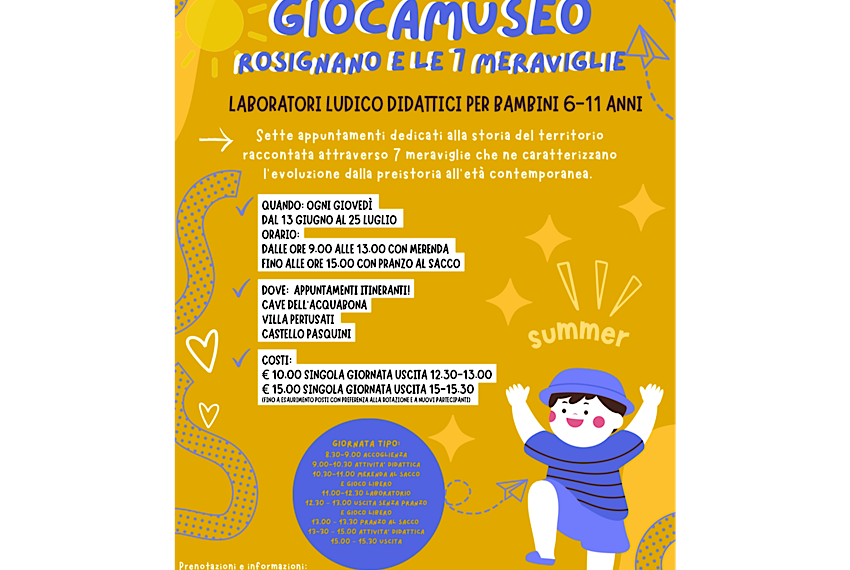 Rosignano Marittimo: appuntamento estivo con i laboratori del GIOCAMUSEO