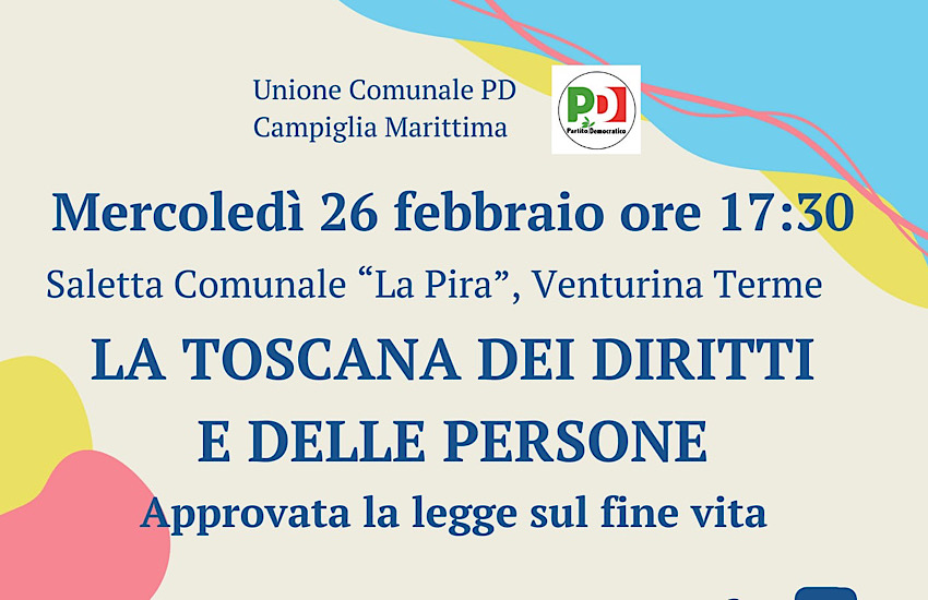 Campiglia Marittima: il Pd approfondisce la nuova legge regionale sul tema del fine vita