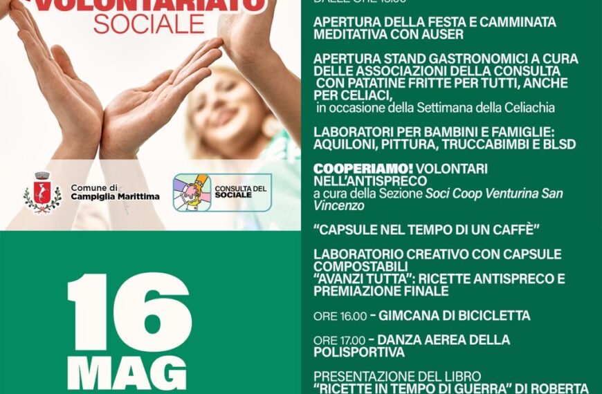 “Volontariato sociale in festa”: appuntamento a Venturina Terme