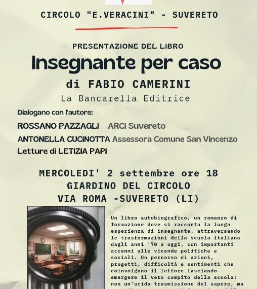 A Suvereto la presentazione del libro di Fabio Camerini “Insegnante per caso”