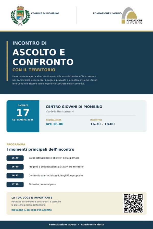Comune di Piombino e Fondazione Livorno: incontro con la cittadinanza