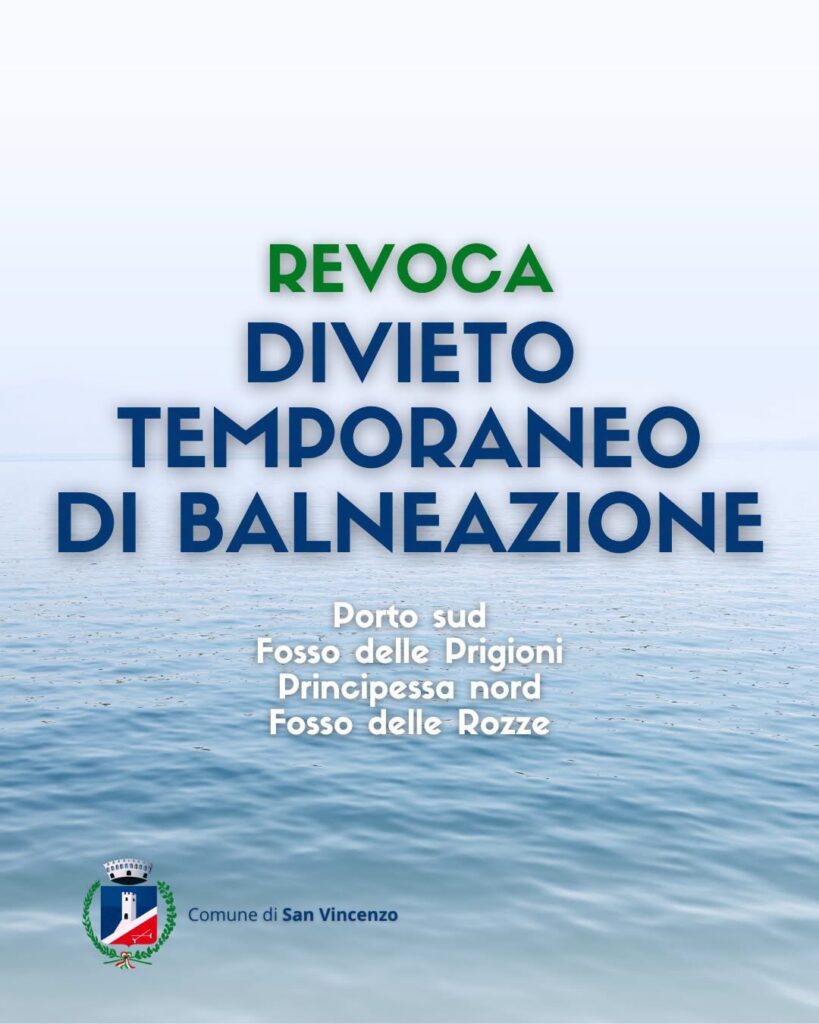 San Vincenzo: revoca del divieto di balneazione