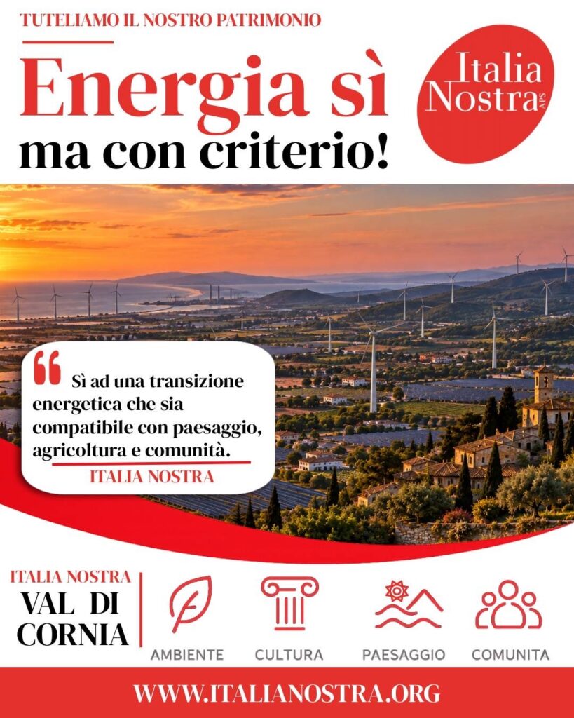 Energie rinnovabili: Italia Nostra propone un confronto con i cinque Comuni della Val di Cornia